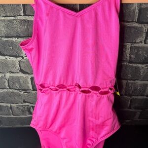 Hot Pink One-Piece Swimsuit with Waist Cutouts